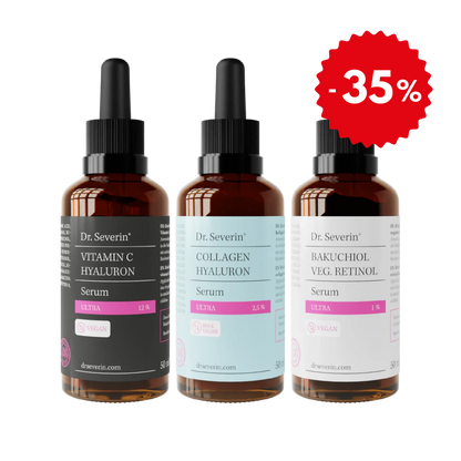 3er Original Ultra-Serum-Bundle mit hochkonzentriertem Vitamin C, Hyaluron, Collagen und Bakuchiol | 3 × 50 ml