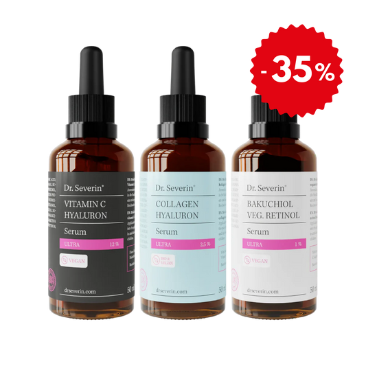 3er Original Ultra-Serum-Bundle mit hochkonzentriertem Vitamin C, Hyaluron, Collagen und Bakuchiol | 3 × 50 ml